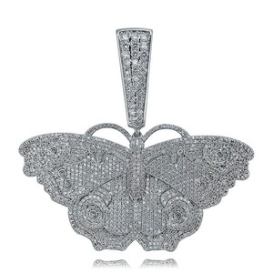Collar con Colgante de Mariposa con Circonitas, Chapado en Oro, Cadena de Eslabones, Joyería Hip Hop, Regalo, Colgantes de Moda Hip Hop, Joyería 18K - Product Image 6