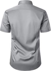 Men's Custom Embroidered Solid Pattern <b>Half</b> Sleeve Summer Dress <b>Shirt</b> Business Office Uniform Breathable Poplin <b>Button</b> <b>Shirt</b> - Product Image 2