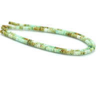 Perle plate en turquoise africaine, teinte, de forme rondelette | Perles naturelles vertes, bleues et brunes ombrées | Perles rondes lisses | Fournitures pour la fabrication de bijoux
