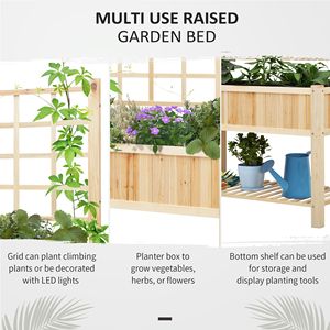Large Classic Style Elevated Garden Bed Wooden <b>Planter</b> Box with Drainage for <b>Vegetables</b> & Flowers PP Liner Indoor & Outdoor Use - Product Image 4