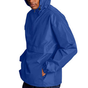 เสื้อแจ็คเก็ตผ้าแคนวาสบุผ้านวมแบบมีฮู้ดสำหรับผู้ชาย สีน้ำเงินรอยัล บริการขายส่งแบบ OEM รับทำโลโก้ตามสั่ง สวมใส่ได้ทั้งชายและหญิง เหมาะสำหรับฤดูหนาว กันน้ำ กันลม - Product Image 3