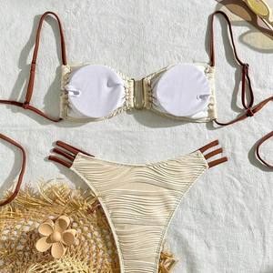 Traje de baño bikini de chifón sólido europeo-americano transfronterizo de dos piezas, sexy y cómodo para mujer, traje de baño de comercio exterior - Product Image 2
