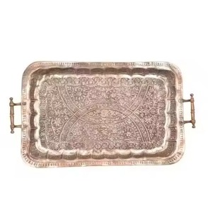 Modern <b>Copper</b> Serving Tray Stylish Serving Platter for Snacks Drinks Tea Coffee in Dining <b>Table</b> Home Kitchen - Product Image 2