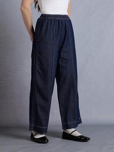 <b>Women</b>’s Wide Leg <b>Jeans</b> Cotton Mid-Rise <b>Elasticated</b> Waistband Comfort Fit Lightweight Denim for Summers - Product Image 2