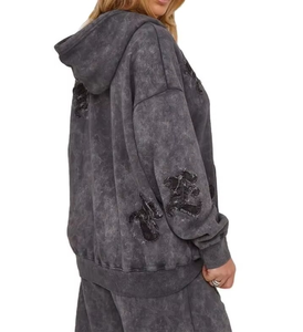 Conjunto Deportivo Gris para Mujer, Talla Grande, con Capucha, Manga Larga, Sudadera Informal con Bolsillos Laterales, Cintura Elástica, Corte Holgado - Product Image 2