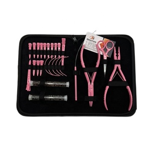 Wholesale Professional Eco-Friendly <b>Pink</b> Microbeads Hair Extension Pliers <b>Kit</b> Set Surgical Grade Stainless Hair Extension <b>Tools</b> - Product Image 1
