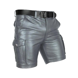 Shorts cargo pour hommes en cuir de qualité supérieure, sportifs, écologiques, taille haute, couleur unie, style streetwear, logo personnalisé, OEM ODM - Product Image 2