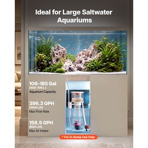 Écrémeur de protéines pour aquariums d'eau salée de 106 à 185 gallons, pompe à hélice DC avec contrôle réglable pour récifs et coraux SPS - Product Image 3