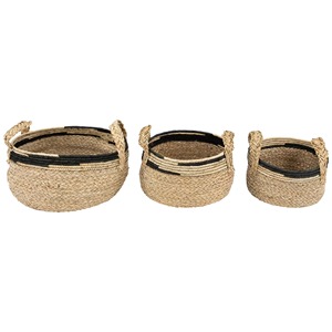 Juego de 3 cestas hechas de algas marinas y algodón. Cesta de almacenamiento hecha a mano. Venta al por mayor. Ecológico. Hecho en Vietnam. - Product Image 1