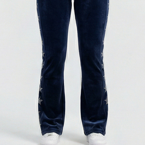 Leggings Morados Personalizados con Pedrería, Cintura Alta, Estilo Urbano, Elásticos, Pantalones de Moda para Mujer, Ajuste Profesional - Product Image 2