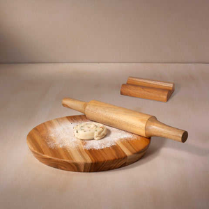 Juego de Rodillo y Tabla para Amasar de Madera Premium, Chakla Belan Hecho a Mano para Cocina, Repostería y Preparación de Roti - Product Image 5