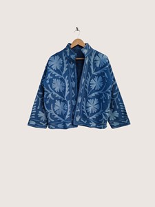Veste en coton brodée de style chinois à col mandarin et manches trois quarts pour adulte, vêtement d'extérieur décontracté d'automne - Product Image 1