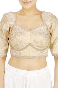 Blusa de encaje color crema para mujer, camisa bordada de manga corta con cuello cuadrado para fiesta y boda - Product Image 3