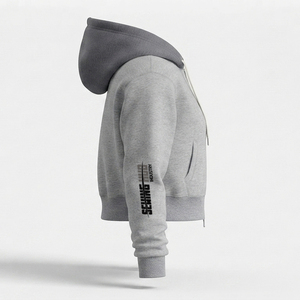Sudadera Corta de Mujer con Capucha, Estilo Casual y Elegante, Hombros Caídos, Transpirable, Ecológica, de Felpa Tejida - Product Image 3