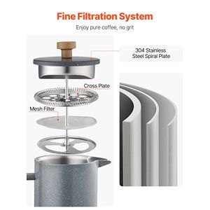 1 litro in acciaio inox pressa francese caffettiera 34 once pressa da tè grande isolamento a doppia parete per la casa in campeggio per viaggi per - Product Image 3