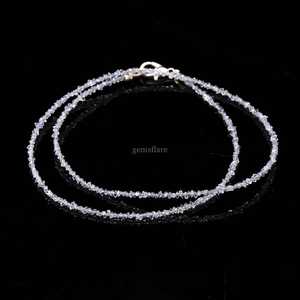 Collar de cuentas de diamante Herkimer de lavanda en bruto, joyería de cristal de piedra de nacimiento de abril, collar llamativo de cuarzo Herkimer hecho a mano, regalo - Product Image 3