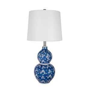 Lámpara de Mesa de Cerámica de Dos Niveles Azul y Blanco D13x25.7, Diseño Redondo con Estilo Elegante - Product Image 2