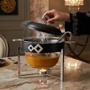 Luxury Arabic Round Chafing Dish Sleek Wire <b>Frame</b> Pointed <b>Arch</b> Stand Ramadan Buffet Server Single Unit - Product Image 6