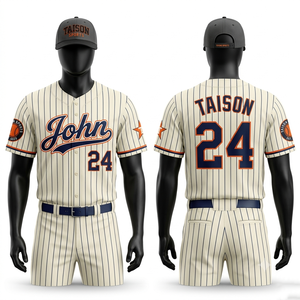 Uniforme de baseball en polyester interlock premium 180 GSM, rayures blanches sur fond marine, personnalisation par sublimation, broderie, transfert thermique du logo - Product Image 6