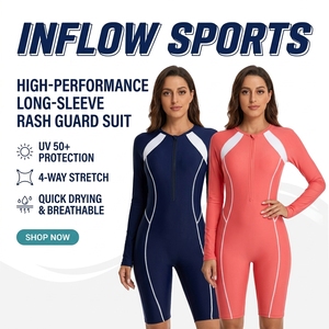 Traje de Baño de Una Pieza de Manga Larga Rosa para Mujer, con Cierre de Cremallera, Protección UPF50+, Ropa Deportiva de Spandex - Product Image 6