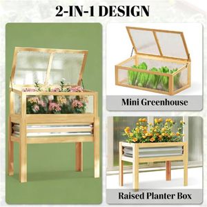 Elevated Garden <b>Bed</b> & Flowerpot <b>Box</b> Mini Greenhouse Design for Convenient Planting - Product Image 2