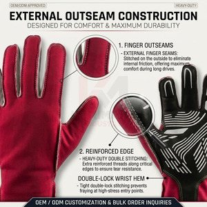 Gants de Sim Racing sans coutures extérieures, fabricant OEM, logo personnalisé, gants de karting, fournisseur en gros pour les marques mondiales - Product Image 5