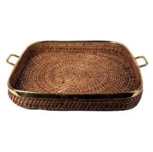 Bandeja de servir cuadrada de ratán de calidad superior para ensaladas, frutas y comida, vajilla de ratán para servir en el hogar, hotel, restaurante, bandeja decorativa. - Product Image 1