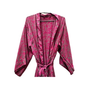 Vintage Soie Saree Kimono Femmes Robe Kimono Robe Peignoir Maxi Robe Bohème style boho chic femmes vêtements de nuit D'été porter kimono - Product Image 4