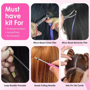 Beauty & Crafts Hair Extension Tools Kit with Stainless Steel Pliers <b>Set</b> for Micro Beads <b>Crochet</b> Needle Pulling <b>Hook</b> Tail - Product Image 6