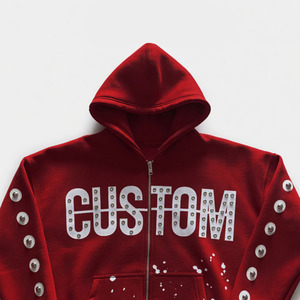 Glory Custom Oversized Screen Printed Zip Up Hoodie Cotton Fleece French Terry Boxy Fit Design For Unisex Comfort Wear - Product Image 2