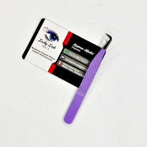 Pinzas de mano profesionales de alta calidad con purpurina púrpura, bota delgada de 90 grados, extensión de pestañas de acero inoxidable japonés - Product Image 6