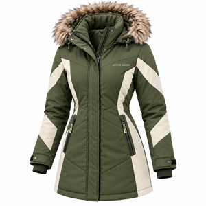 Ladies Long Hooded <b>Coat</b> for <b>Winter</b> Wear Cotton Filling Casual Plus Size Sports Jacket Wholesale - Product Image 4