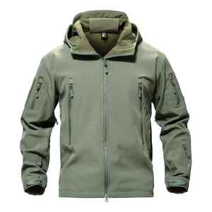 High Quality Breathable <b>Men's</b> Softshell <b>Jacket</b> with Stand Collar Front Logo <b>Waterproof</b> & Quick Dry for <b>Winter</b> Outdoor Sports - Product Image 4
