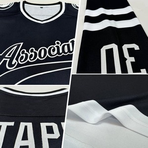Maillot de hockey personnalisé noir, blanc et argenté, sublimation, respirant, uniforme d'équipe, vêtements de sport cousus, entraînement, haut athlétique pour hommes et jeunes - Product Image 5