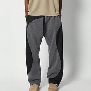 Pantalon de jogging streetwear pour homme, coupe ample, bicolore, taille élastique avec cordon de serrage, décontracté, tendance, à blocs de couleur asymétriques - Product Image 4