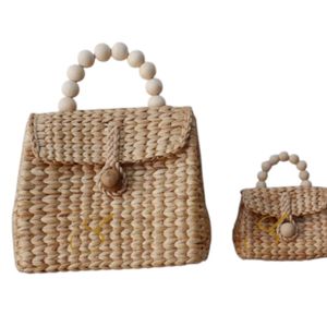 Bolsos a juego de jacinto de agua para mamá y yo: Correa de paja extraíble - Product Image 2