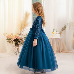 Exclusivo Vestido de Princesa Morpichh de Terciopelo con Lentejuelas Bordadas y Cuello en V para Niñas, Vestido de Fiesta Infantil, Venta al Por Mayor, OEM, ODM - Product Image 3