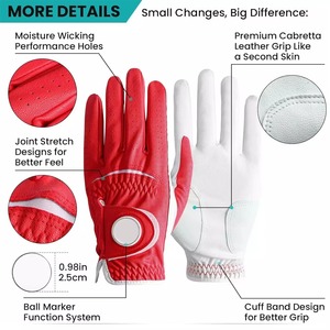 JNM SAFETY ถุงมือกอล์ฟสำหรับผู้ชายมือซ้ายพร้อมที่ทำเครื่องหมายลูกกอล์ฟด้วยหนังสำหรับมือขวา ที่จับมือหนังแท้ระบายอากาศได้ดี ชุดอุปกรณ์กีฬา - Product Image 4