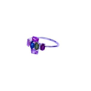 Wedding Wear 925 Sterling Silver Gold Plated Jewelry Multi Tourmaline Gemstone Women Wear Classic <b>Couple</b> <b>Ring</b> - Product Image 4