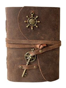 100% Genuine Leather Triple Moon Design With <b>Witch</b> Third Eye Journal Antique Handmade Notebook Blank Deckle Art Paper Spell Book - Product Image 6