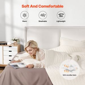 Set Copripiumino King Size 3 Pezzi in Microfibra Leggera, Beige, 1 Copripiumino e 2 Federe, Confortevole Copriletto - Product Image 2