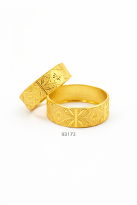 MOLL JEWELLERS Bracelets Kada larges pour femmes en alliage de zinc plaqué or 24 carats avec zircon, motif floral gravé, tendance et certifiés - Product Image 4