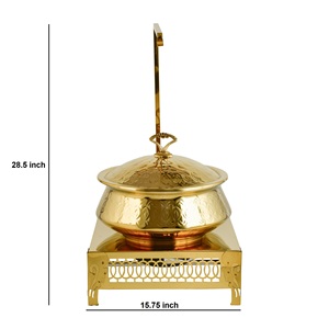 Gold Finish Stainless Steel Chafing Dish with Lid Round Buffet <b>Server</b> Polished <b>Food</b> Warmer for Catering - Product Image 1