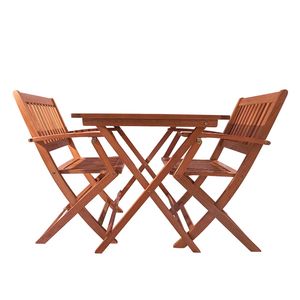 ชุดบิสโทรยูคาลิปตัสแบบพับได้3ชิ้นเฟอร์นิเจอร์ไม้แบบดั้งเดิมที่ทนทานสำหรับรับประทานอาหารกลางแจ้ง - Product Image 5