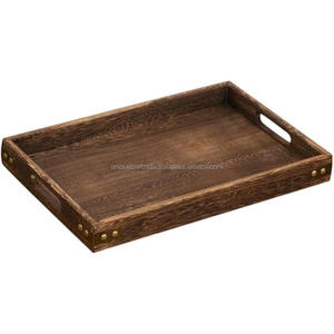 Modern Wooden Tray with Curves Handles | Vintage Style Server <b>for</b> Dining and <b>Display</b> | Perfect Home Decor & Restaurant - Product Image 5