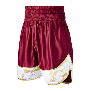 Shorts de boxe en satin vert olive pour hommes, tendance du moment, avec ourlet marbré blanc et or, coupe classique, respirant, pour la lutte en cage - Product Image 5