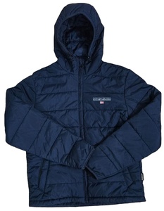 Chaqueta de Invierno Acolchada con Capucha para Hombre, Diseño de Parches, Relleno de Plumas de Pato, 100% Poliéster, Tinte Liso, Cinturón, Venta al por Mayor - Product Image 1