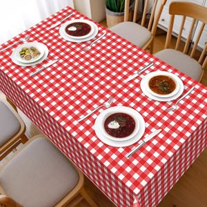 Set di 3 Tovaglie Monouso in Plastica per Natale 54"x108" Rosso e Bianco a Quadretti per Matrimoni ed Eventi - Product Image 2