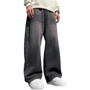 Jean en denim ample vintage décontracté pour homme, coupe large, noir, style streetwear, vente en gros - Product Image 6