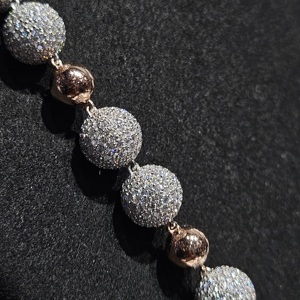 925 Silver Moissanite Ball Bead Necklace Hip Hop <b>Iced</b> <b>Out</b> Beaded <b>Chain</b> Luxury Unisex Statement Jewelry OEM ODM - Product Image 4